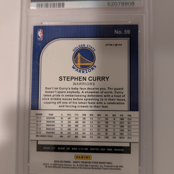 2019 Hoops Premium Stock Stephen Curry Purple Disco PSA 9 Gem Mint Fresh Case - Picture 2 of 8